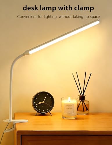 2 Pack LED Clip On Reading Light,Desk Lamp with Clamp,Curved Monitor Light Bar,Bedside Table Lamp for Home Office Bedroom Dorm Study Workbench Task Lighting,Eye Caring Computer Screen Lamp