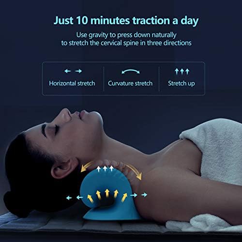 Cozyhealth Neck Stretcher for Neck Pain Relief, Neck and Shoulder Relaxer Cervical Traction Device Pillow for TMJ Pain Relief and Muscle Relax, Cervical Spine Alignment Chiropractic Pillow (Blue)