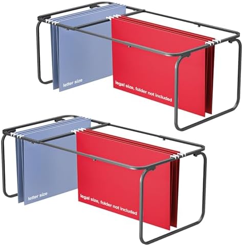 2 Sets Upgraded Adjustable Hanging File Folder Frame,Legal/Letter Size,Length Adjusted 16 to 25 inches,Heavy Duty Steel File Drawer/Cabinet Organizer Insert, Hanging Folder Holder,12.598" W X 9.45" H