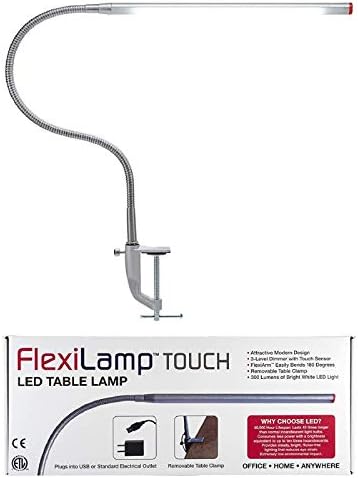 Americanails FlexiLamp Touch - LED Table Desk Lamp - Removable Clamp - Adjustable Lighting for Nail Stations - Manicure Table Light - Flexible Arm – 3 Brightness Levels - Touch Sensor - 300 Lumens
