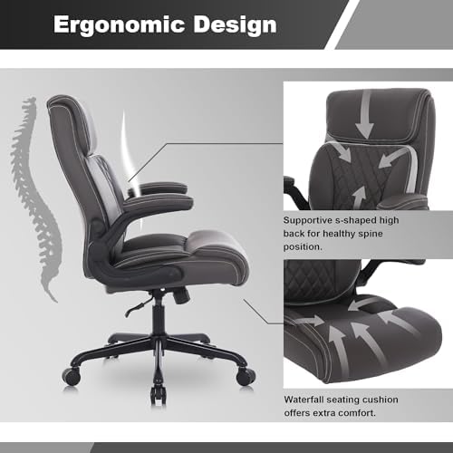 Youhauchair Executive Office Chair, Leather Computer Desk Chair, Dark Brown