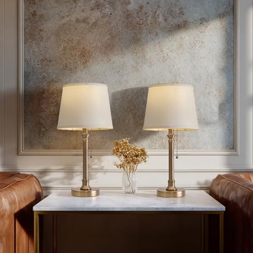 Oneach 19.5" Warm Gold Small Table Lamps Set of 2 for Living Room Bedroom