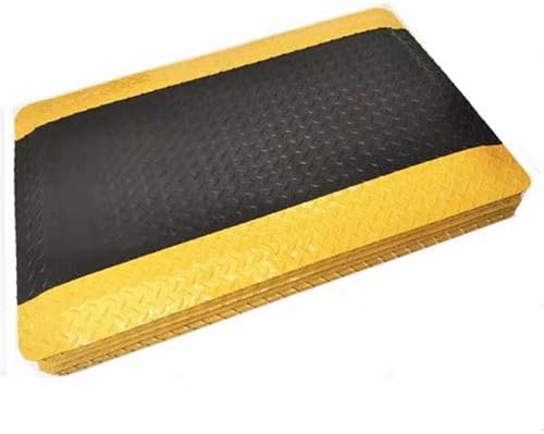 1 Pack Odorless Anti-Fatigue Mat Anti-Static Anti-Fatigue Inline Foot Mat (Black bottom yellow edge,0.9Mx0.6Mx20mm)