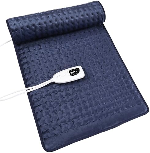 Heating Pad Electric Heat Pad, Hot Heated Pad,Multiple Temp and Timer Settings,Suitable for Shoulders, Neck, arms, Abdomen, Back, Legs, etc. (Navyblue, 24"X12")