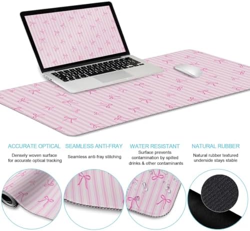 LIMKRIAN Pink Striped Mouse Pad Desk Mat Set, Cute Back to School Supplies