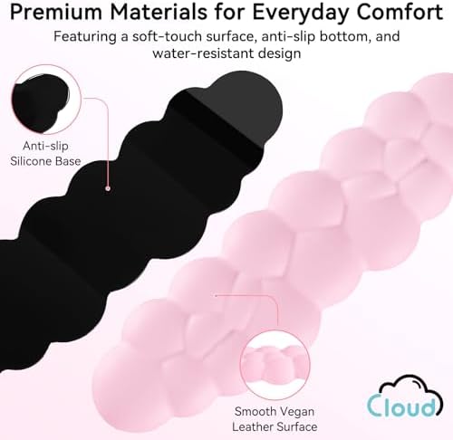 Sushret Cloud Wrist Rest for Computer Keyboard and Mouse Pad Set, Pink