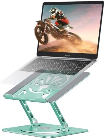 Adjustable Rotating Laptop Stand for Desk, Aluminum Riser, Green