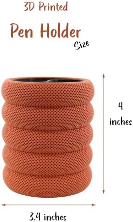 PowerTRC 3D Printed Grideo Pen Holder for Desk – Modern Pencil Cup Organizer, Office Supplies Holder, Classroom Teacher Desk Decor, Home Office Gift, Made in USA (Terracotta)