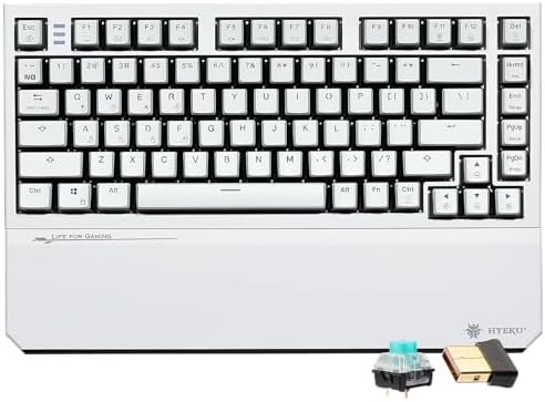 Hexgears X2 TKL Wireless Mechanical Gaming Keyboard with Magnetic Wrist Rest, Dual-Mode 2.4GHz/USB-C Ergonomic Keyboard, Pre-lubed Clicky Switches, White LED Backlit Computer Gaming Keyboards