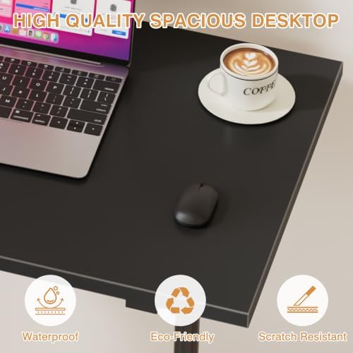 VECELO Small Standing Desk Adjustable Height, Mobile Computer Workstations with Wheels, Portable Rolling Laptop Table for Walking Pad, Home Office, Dark Black