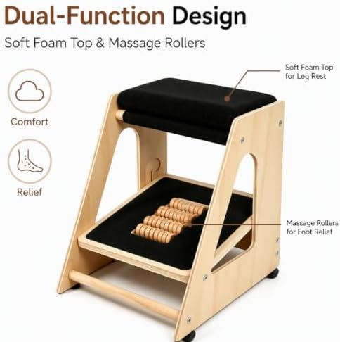 Under Desk Foot Rest with Massage Roller, 3-Height Adjustable - Default