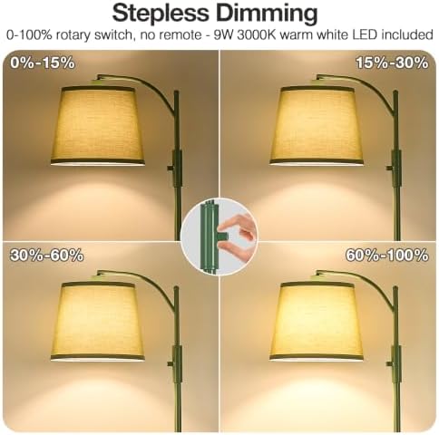 AIDENOEY Green Floor Lamp with Table, Dimmable Standing Lamp, Living Room