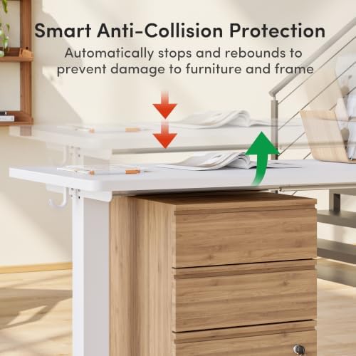 FEZIBO 75" x 63" L-Shaped Standing Desk - Adjustable Corner Desk L Shape, L-Shaped Adjustable Desk with Splice Board, L Shape Standing Desk, White