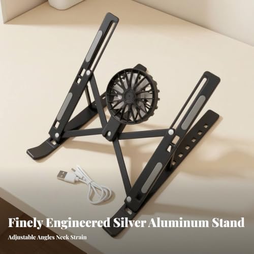 Ergonomic Laptop Stand with Cooling Fan, Black