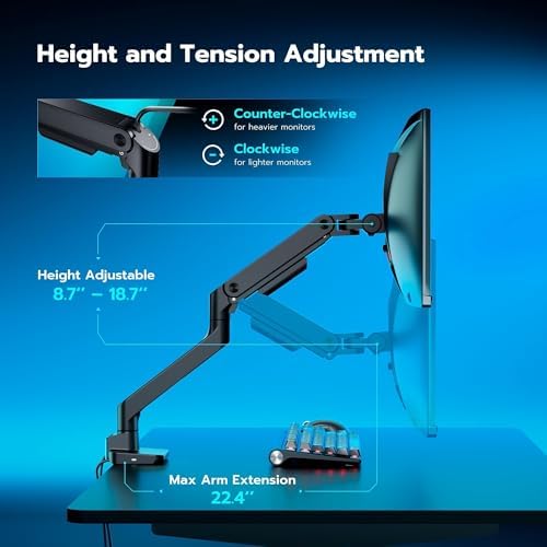 ARES WING Ultrawide Monitor Desk Arm with USB A/C for 17 to 49 Inch Screen