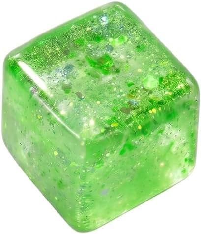 BlockPro 2.2" 1PCS Stress Cube Glitter Sensory Squishy Toy, Stress & Anxiety Relief Cube Sugar Squeeze Ball for Adults, Slow Rising Fidget Office Desk Toy, Ideal for Party Favors (Green)