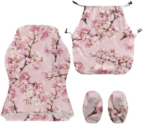 Pink Floral Gaming Chair Cover with Armrest Covers Cat Proof Stretchable Soft Gaming Chair Covers with Armrest Cover 4Pcs Slipcovers Non Slip Breathable Computer Chairs