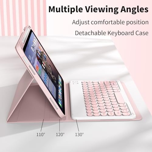 JKSML for iPad(A16) 11th/10th Generation Case with Keyboard, Round Key