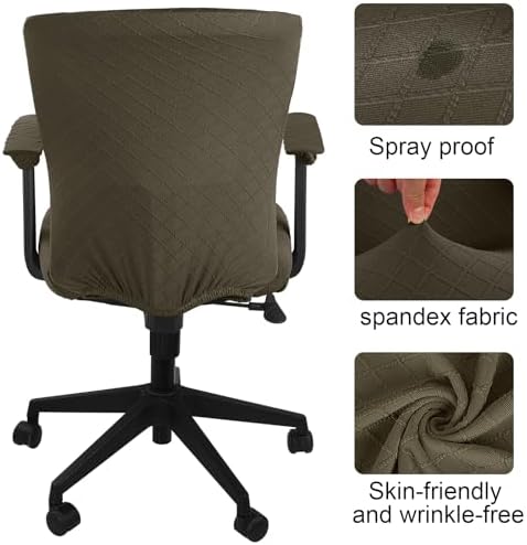 Tallew 4 Pcs Office Chair Covers Stretch Seat Armrest, Brown