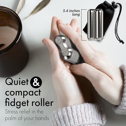 ONO Roller - Handheld Fidget Toy for Adults | Help Relieve Stress, Anxiety, Tension | Promotes Focus, Clarity | Compact, Portable Design (Natural, Full Size - Stainless Steel)