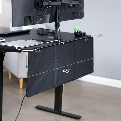 VIVO Black Clamp-on 48 inch Desk Cable Management Sleeve, DESK-SKIRT-48P