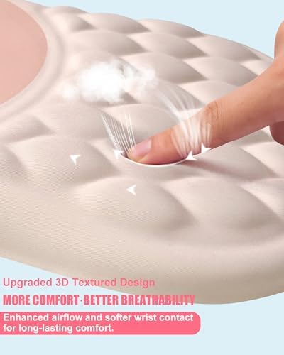 Ergonomic Mouse Pad with Sloped Memory Foam Wrist Rest, Almond Pink