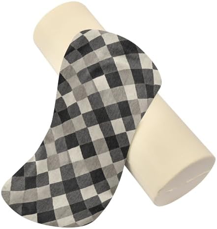 Long Bolster Pillow Cervical Neck Roll Pillow Cylinder Round Pillow for Back Pillows Cylinder Pillow Support for Legs Argyle Plaid Dimgray