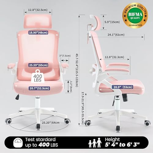 Fizzin Pink Office Chair, Desk Chair with Adjustable Lumbar Support