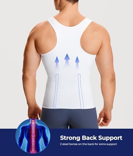 TAILONG Men Compression Shirt for Body Slimming Tank Top Shaper Tight Undershirt Tummy Control Girdle