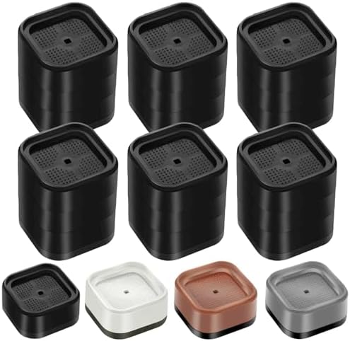 6 Pack Furniture Risers 3 Inch, Adjustable Bed Risers Heavy Duty for Table Desk Couch Chair Sofa Cabinet Bed Legs Dorm, Square Stackable Bed Raisers Blocks Lift Height 1", 2",3"or 4", Black