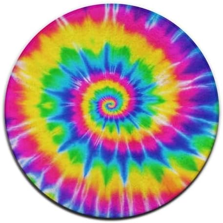 Fashion Round Area Rug Large Non Slip Carpet Unisex Home Decor Mat Red Blue Yellow Spiral Tie Dye Rainbow