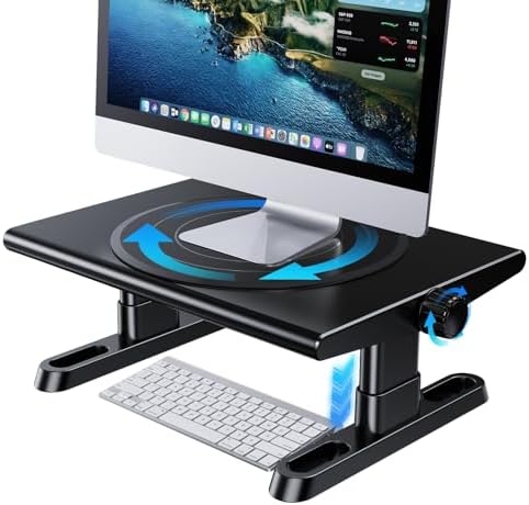 Monitor Stand Riser for Desk,360°Rotation Freely Height Adjustable by Knob,4.4-5.8 Inches,Ergonomic Monitor Stand Mount, Desktop Monitor Stand Riser for Computer,Laptop,Printer,Tv,Black