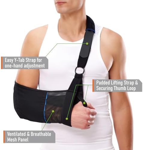 Comforband Arm Sling – Lightweight & Breathable Medical Sling with Adjustable Shoulder Strap for Torn Rotator Cuff, Broken or Fractured Forearm Bones (Junior)