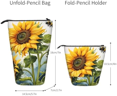 Sunflowers Bee Flowers Standing Pencil Case