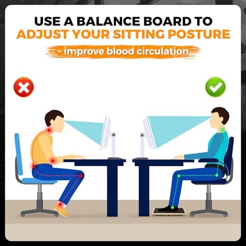 Wooden Rocker Balance Board for Adults Anti-Slip 350LBS Balance Trainer for Standing Desk, Physical Therapy & Core Strength – Durable Wooden Rocker Board for Office & Rehab