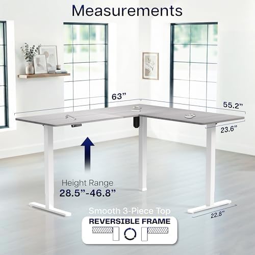 VIVO Dark Gray 63 x 55 in Corner Standing Desk, DESK-E3CTWG