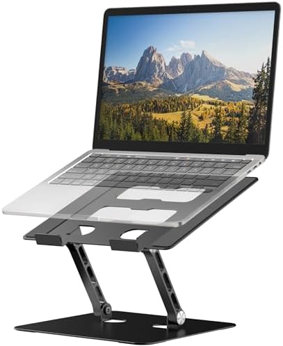 Adjustable Laptop Stand,Ergonomic Foldable Notebook Computer Holder.Compatible with MacBook iPad Dell HP Lenovo ThinkPad Acer ASUS Samsung and More 10-17" Laptops Tablets,Black