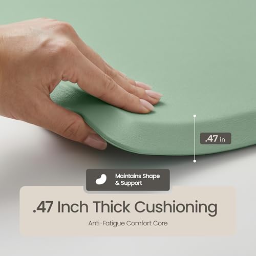 Anti Fatigue Kitchen Mats for Floor | Padded Kitchen Rugs | Non Slip, Cushioned Standing Desk Mat | Waterproof Floor Mat | 17.3" x 28" x 0.47" & 17.3" x 59" x 0.47", Mint Green, 2-Pack | More Décor
