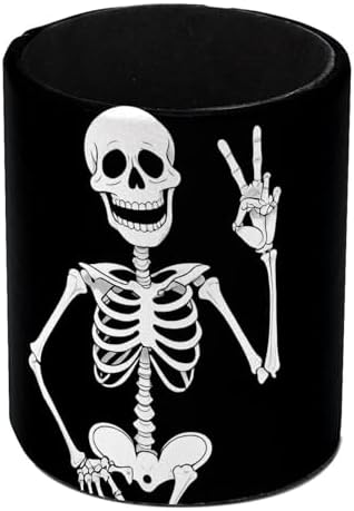 Funny Skeleton Pen Holder Pencil Organizer Cute Pencil Cup Desk Decor Makeup Brush Holder PU Multifunctional Office Supplies for Home Classroom School