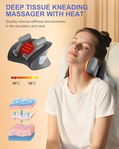 Upgraded Neck Massager Pillow with Heat, 3 Modes & 3 Intensities