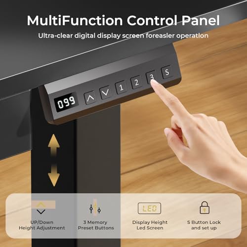 COMHOMA Electric Standing Desk with Drawers, 55 x 24 Inch Sit Stand up Desk with Monitor Stand, Laptop Stand, Height Adjustable Home Office Computer Desks with Memory Preset Controller (Black)
