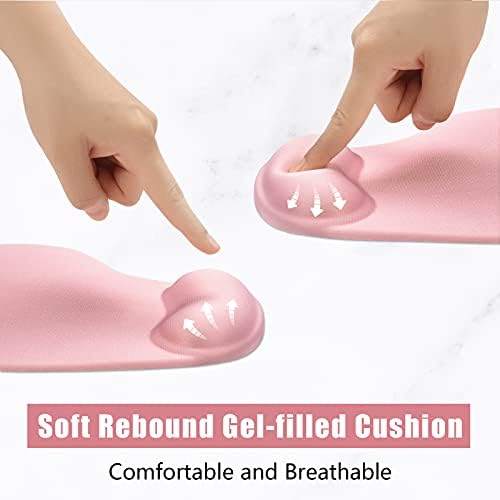 Hsurbtra Ergonomic Mouse Pad with Wrist Rest Support, Gel Mouse Pads with Non-Slip PU Base, Pain Relief Memory Foam Computer Mat, Cute Office Supplies Desk Decro Accessories, Rose Gold