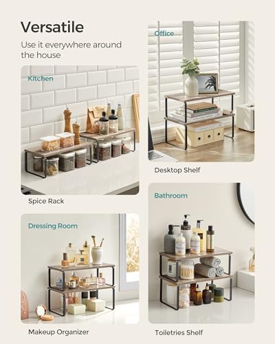 SONGMICS Cabinet Organizer Shelf, Set of 4 Spice Rack, Kitchen Storage
