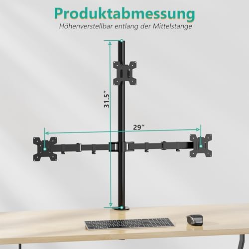 WALI Tall Triple Monitor Mount for 13-27 inch Computer Screens, up to 22lbs
