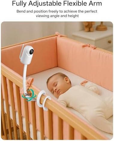 Jartoo Baby Monitor Mount Compatible with HelloBaby HB65/HB40/HB6560/HB6339/HB6550 Pro, Infant Optics, Momcozy, Nanit, VAVA, 16.9" Flexible Crib Clip Mount Long Gooseneck Arm, No Tools or Wall Damage