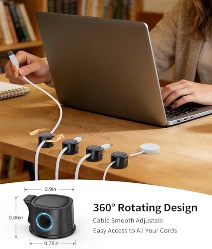 8 Pack 360° Rotatable Cable Clips Cord Organizer,Desk Cable Management Accessory,Cord Clips,Adhesive USB Wire Holder Keeper Organizer Home Office Desk Phone Car Wall Desktop Nightstand Cable Organizer
