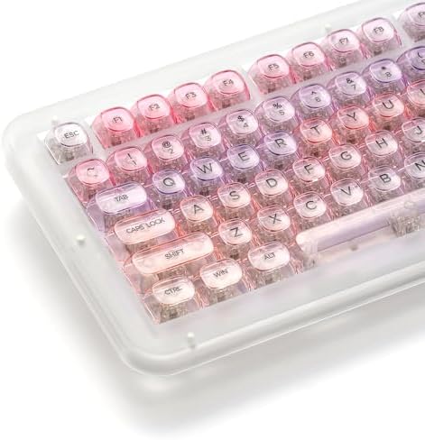 x XVX Sunset Purple Gradient Transparent Keycaps, MOA Profile 125 Keys PC Shine-Through Keycaps for MX Mechanical Keyboards