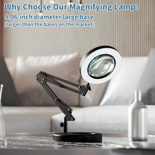HITTI 12X Magnifying Glass with Light, 1,800 Lumens Stepless Dimmable