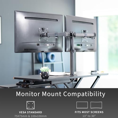 VIVO Black 36 in Standing Desk Converter with Monitor Stand, DESK-V036K-M2