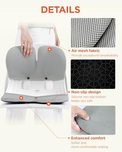 curble Grand Cover, Detachable Cover for Adult Chair, Ergonomic Chair Back Support and Lumbar Support (Grey)